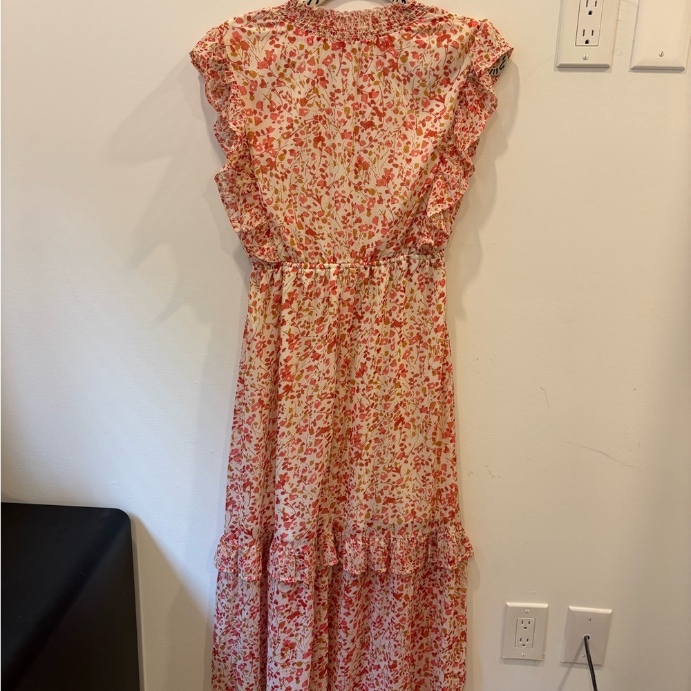 Floral Red and White Women's Dress